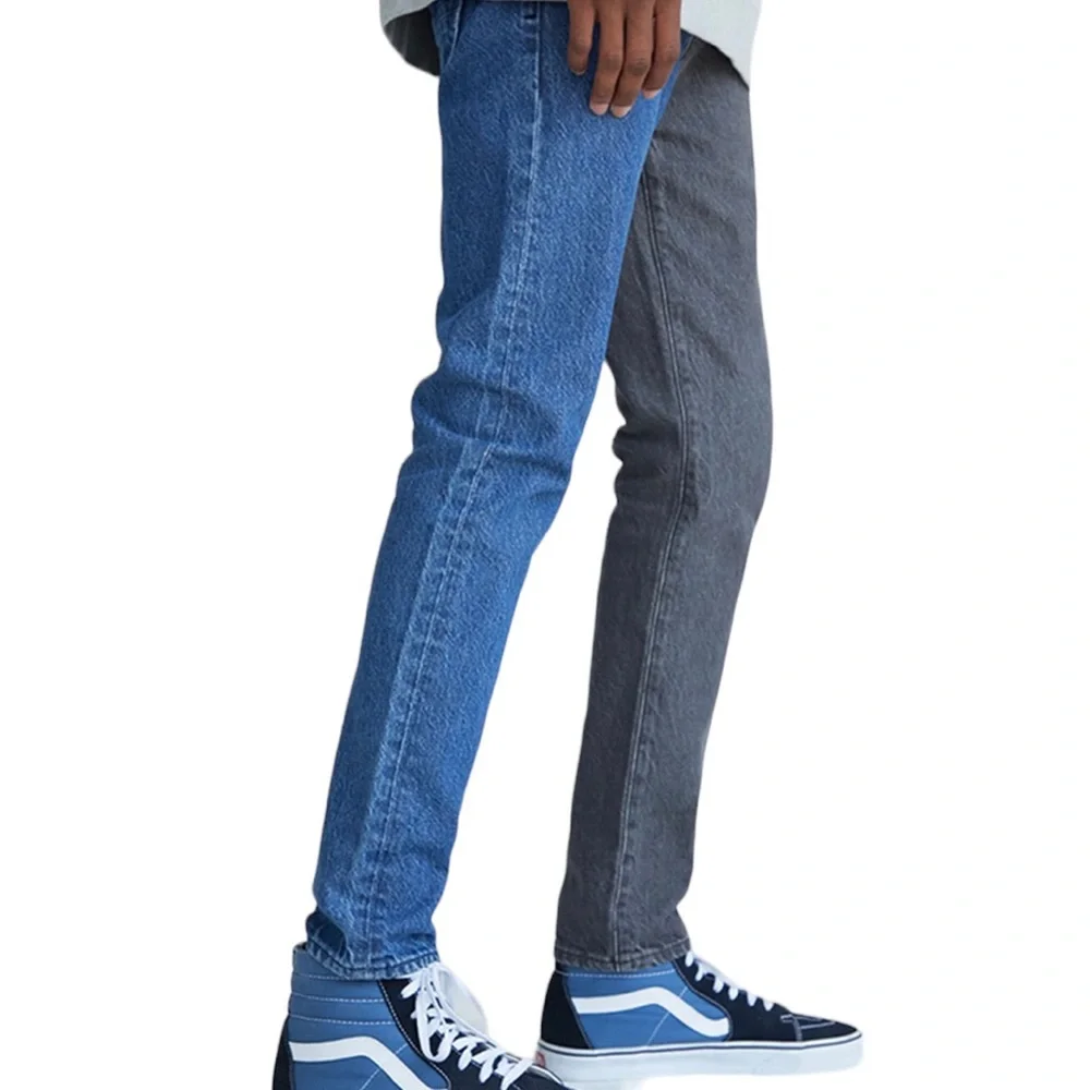 PACSUN Slim Taper Jeans Colorblock Black Blue Cotton Size 32 x 32
